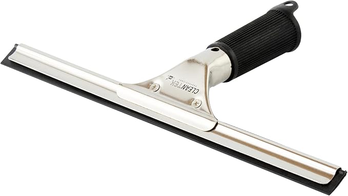 Restaurantware-Clean Tek Professional 11.81 Inch Window Squeegee, 1 Cleaning Squeegee with Rubber Blade - No-Slip Handle, Clean Mirror Or Car Windshield, Stainless Steel Wiper for Glass Door