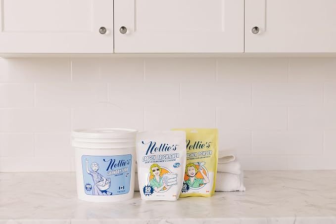 Nellie’s 400 Load Laundry Bundle – Complete Laundry & Dishwasher Kit with 400 Loads Laundry Soda, 50 Loads Oxygen Brightener & 50 Loads Dishwasher Powder – Made in Canada