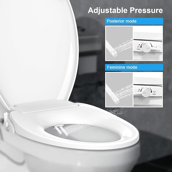Bidet Toilet Seats, Tapa De Inodoro, Elongated Plastic White, Slow Soft Close Oval Cover for Bathroom, Standard Non-Electric Bowl ToTo Lids, Self Comfort Easy Clean Round Padded