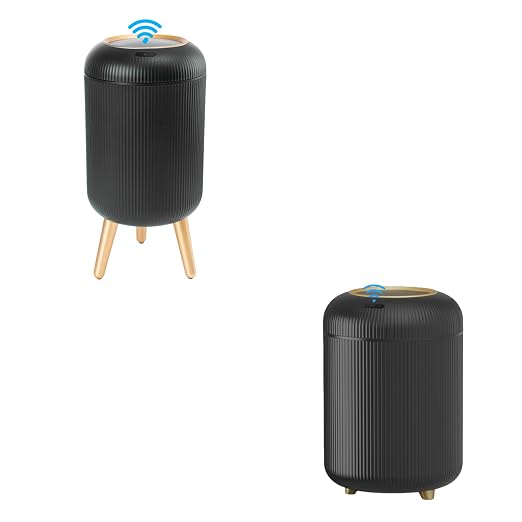 URALFA Black 3-Gallon Motion Sensor Trash Can Combo Set
