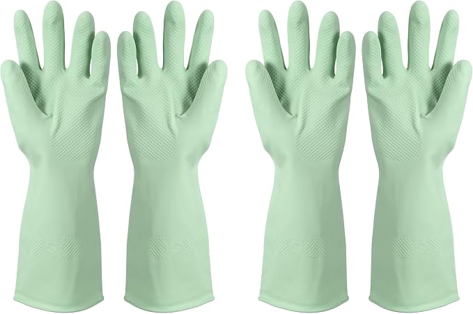 uxcell Rubber Cleaning Gloves, Reusable Household Dishwashing Long Rubber Gloves