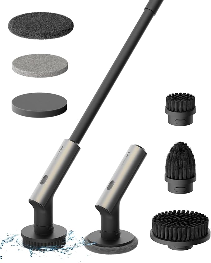HOTO IPX7 Full Body Waterproof Electric Spin Scrubber, Shower Scrubber with 6 Brush Heads Bundle with 3 Pcs Replacement Brush Heads