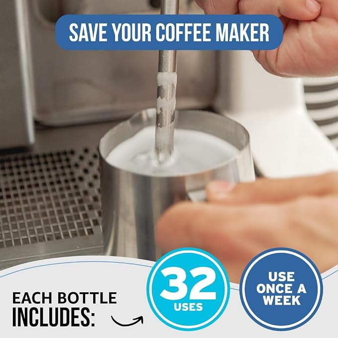 Caffenu Universal Milk System Cleaner – Professional Alkaline Liquid for Coffee Machines – Sanitizes & Removes Milk Blockage from Steam Wands & Automatic One-Touch Circuits – 1L (33.81 fl oz)
