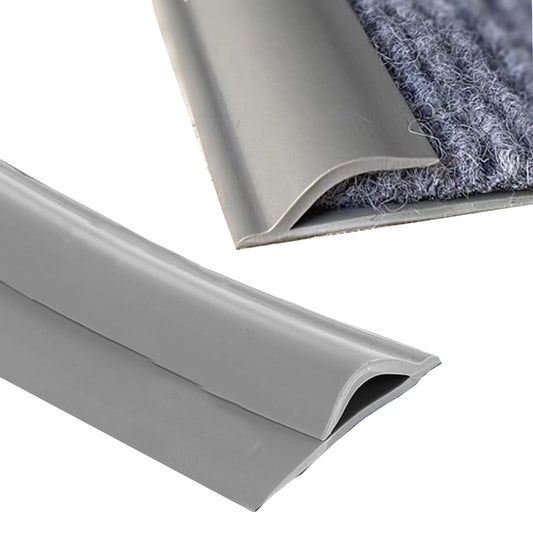 Self Adhesive Carpet Transition Strip with Edge Trim, Designed for Seamless Transitions from Carpet to Tile or Vinyl Floors, Perfect for Doorways.(Gray,15ft)