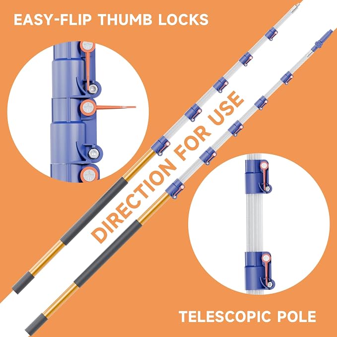 Telescopic Pole, 6-21 FT Multi-Purpose Extension Pole, Sturdy Aluminum Extendable Pole for Painting, Dusting and Cleaning