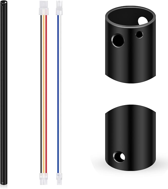 VIHOSE 36 Inch Ceiling Fan Downrod with Extension Cord 3 ft Black Downrod for Ceiling Fan 1 Inch Outside Diameter Not Threaded Suitable for a Wide Range of Fans