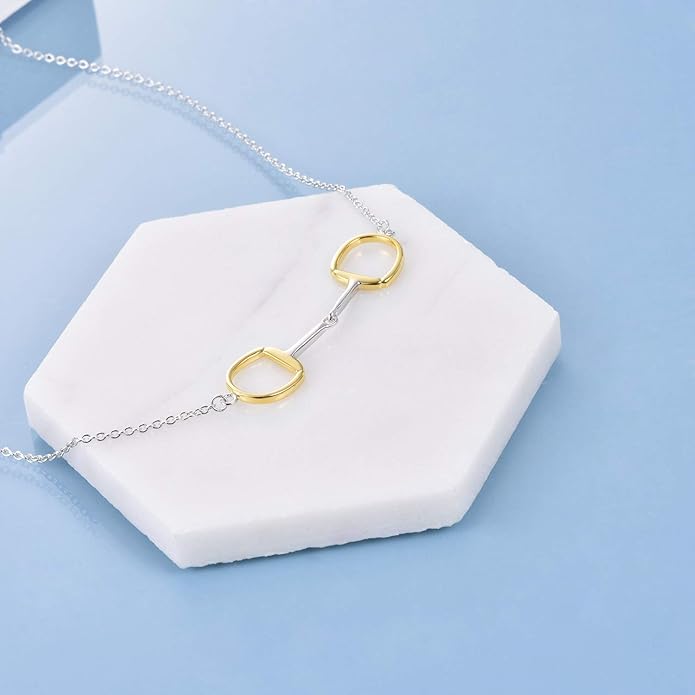 Horse Gift Jewelry 925 Sterling Silver Horse Snaffle Pendant Necklace Horse Gift for Women Girls
