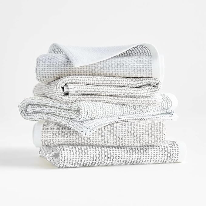 Realm 100% Cotton Dobby Textured Kitchen Dish Cloths | Pebble Grey 13" x 13" Inch Soft, Plush & Absorbent Quick Drying Dish Towels (6 Pack)
