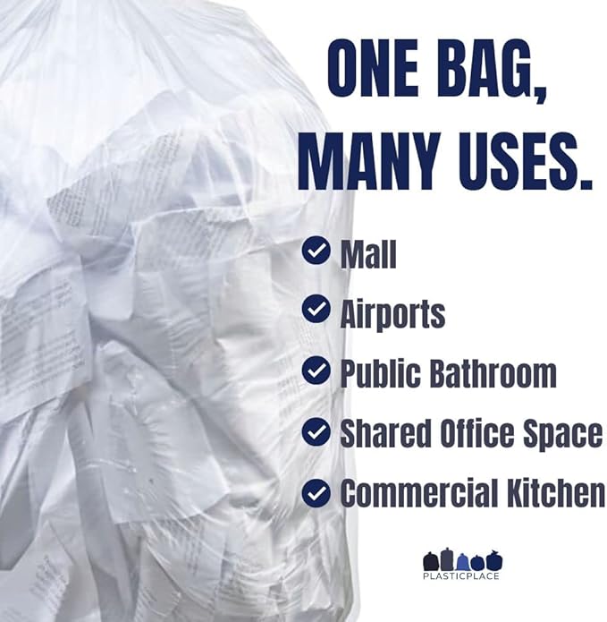 Plasticplace 20-30 Gallon 0.9 Mil │Extra Clear Recycling Bags │ 30" x 36" (200 Count), 30'' x 36''