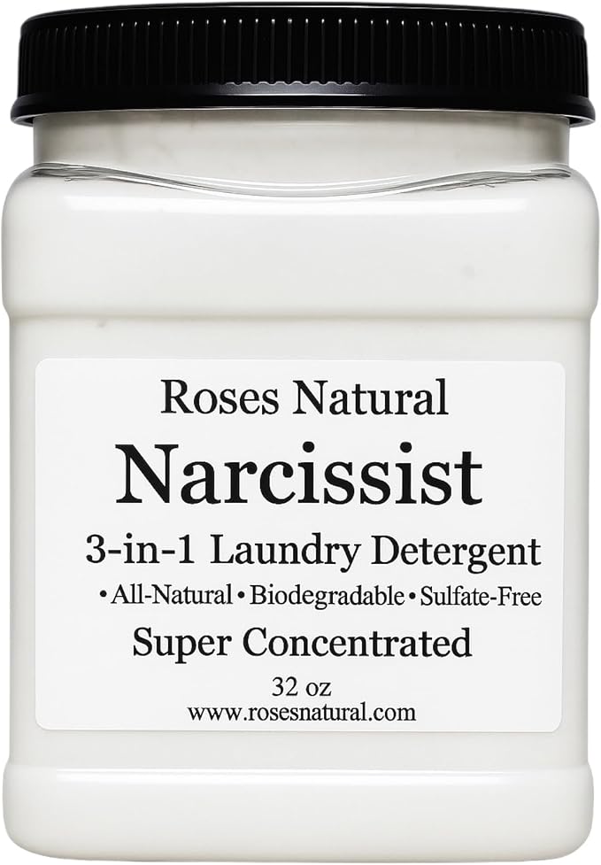 Narcissist 3-in-1 Laundry Detergent Powder, 32 oz, Non-Toxic, All-Natural, Super Concentrated, Sulfate-Free, Made in the USA.