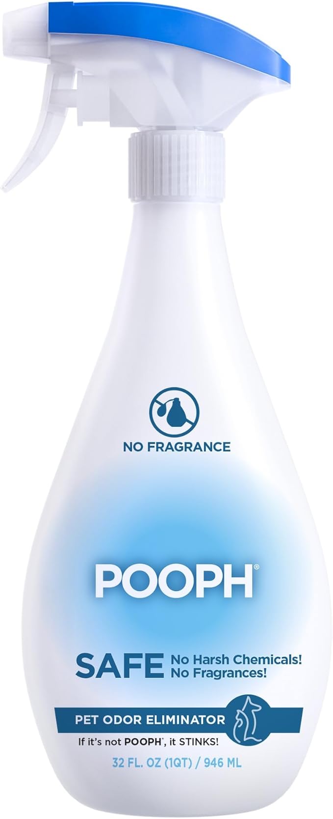 POOPH Pet Odor Eliminator Spray for Dogs & Cats — Urine, Poop & Pee Odor Remover for Carpet, Furniture, Hard Floors & Litter Box — Pet Stain & Smell Eliminator for Home, Unscented, 32 oz