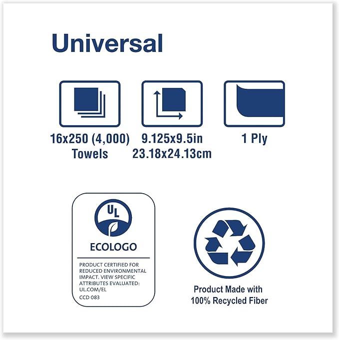 Tork Multifold Hand Towel Natural H2, Universal, 100% Recycled Fibers, 16 x 250 Sheets, MK530A