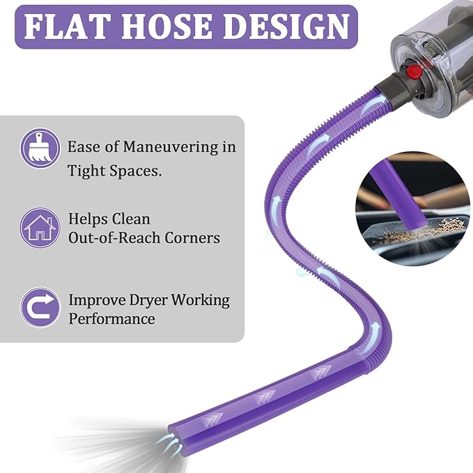 Dryer Vent Lint Vacuum Atttachments Kit and Crevice Tool for Dyson Gen 5 V15 V12 V11 V10 V8 V7 Detect Outsize Slim Absolute Cyclone Vacuum Cleaner Nozzle Flexible Dryer Lint Remove Hose Cleaner Kit