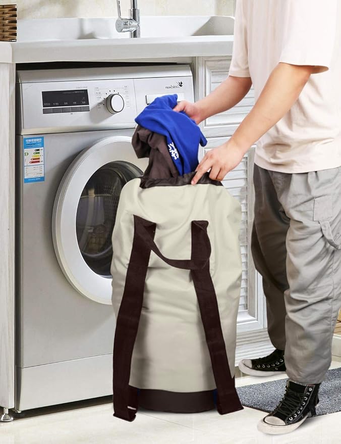 Dalykate Laundry Bag with Shoulder Straps and Mesh Pocket and Mesh Laundry Bags 3 Pack, 2 Item Bundle