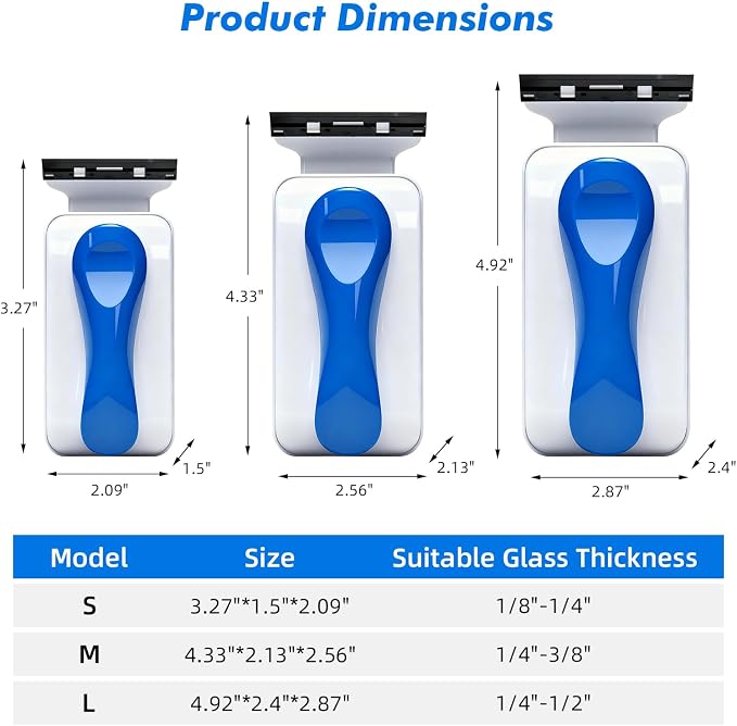 Rise Torrent Aquarium Magnetic Glass Cleaner, Fish Tank Algae Scraper Brush Cleaning Tool for 1/8"-1/4" Thickness Glass, Floating Scrubber Brush Cleaner for Acrylic, 1 Detachable Scraper, Small