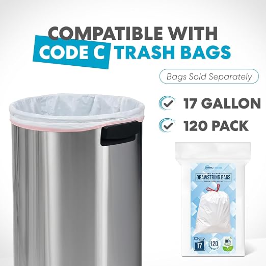 Simpli-Magic 65 Liter Open Top Trash Can, Commercial Grade, Stainless Steel