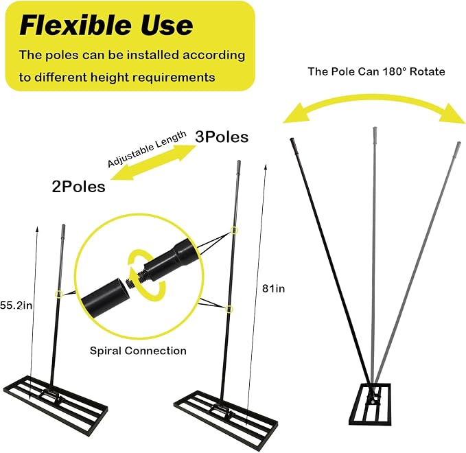 36"x10" Lawn Leveling Rake - High Carbon Steel Yard Lawn Leveler Tool with Adjustable Long Handle | Multi-Surface Levelawn Tool for Soil, Grass, Golf Course, Garden & Farm Care