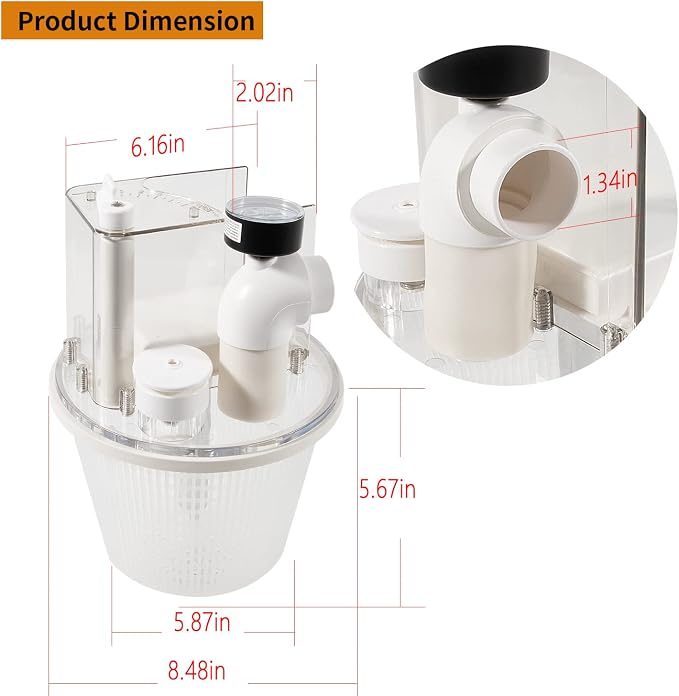 Replace for R211100 Vac-Mate Pool Cleaner Dispenser Box/Multi-Function Vacuum Skimmer Attachment Replacement, Includes Strainer Basket, Pressure Gauge