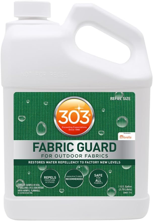 303 Products Fabric Guard, Water Repellent Spray for Outdoor Fabrics – Protects Upholstery, Cushions & Canvas, Stain Protection, Sunbrella Recommended, 1 Gallon