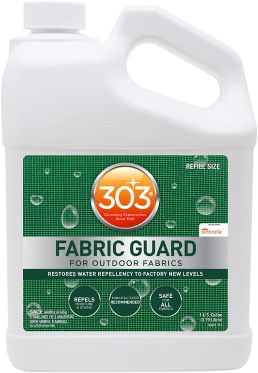 303 Products Fabric Guard, Water Repellent Spray for Outdoor Fabrics – Protects Upholstery, Cushions & Canvas, Stain Protection, Sunbrella Recommended, 1 Gallon