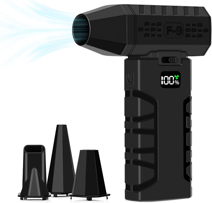 Compressed Air Duster, 130000 RPM Cordless Blower | Variable Wind, Cordless Design, Multi-Nozzle Tool for Home or Travel, Clears Debris off Keyboards and Electronics
