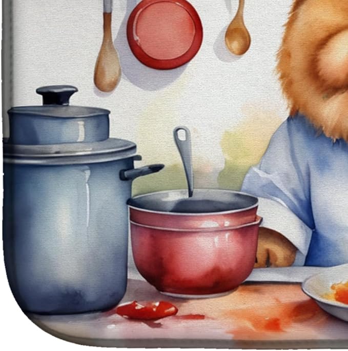 Caroline's Treasures DAC6232DDM Chow Chow The Chef Dish Drying Mat Absorbent Dish Drying Mat Pad for Kitchen Counter Dish Drainer Mat for Countertop, 14 x 21", Multicolor