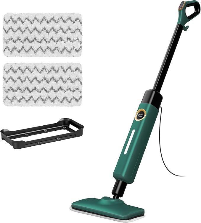 KEROMEE Steam Mop With 2 Washable Pads for Multi-floor Cleaning, High Temperature Steamer Cleaner for Sealed Hard Floors, Hardwood, Tile, Laminate