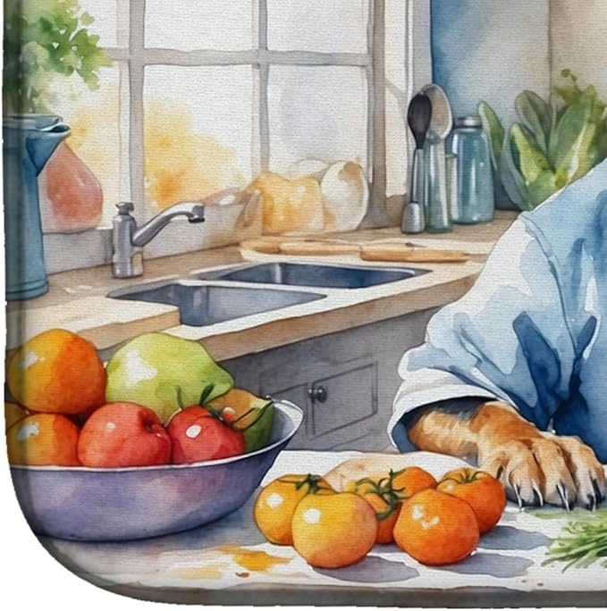 Caroline's Treasures DAC6192DDM Australian Cattle Dog The Chef Dish Drying Mat Absorbent Dish Drying Mat Pad for Kitchen Counter Dish Drainer Mat for Countertop, 14 x 21", Multicolor