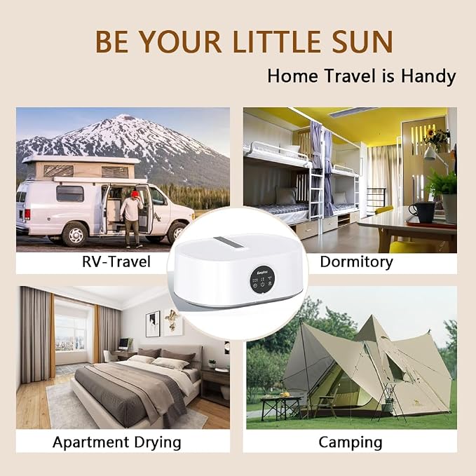 Portable Dryer-Foldable Dryer-With Remote Control Mini Dryer- Great For Travel, RV, Home, Apartment-Electric Dryers Fast And Efficient Drying And Easy To Use And Store, White