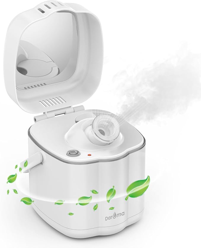 DAROMA Nano Ionic Facial Steamer with Adjustable Nozzle & Mirror - Advanced Home Spa Tool for Deep Cleansing & Hydration Support, Ideal Skincare Gift for Women