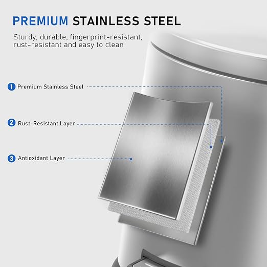 SIMPLYKLEEN Bathroom Trash Can with Lid - 2PC 1.3 Gallon Oval Small Trash Can with Soft-Close Lid, Foot Pedal, Brushed Stainless Steel, Removable Liner, Garbage can for Kitchen, Office (Gold+ Silver)