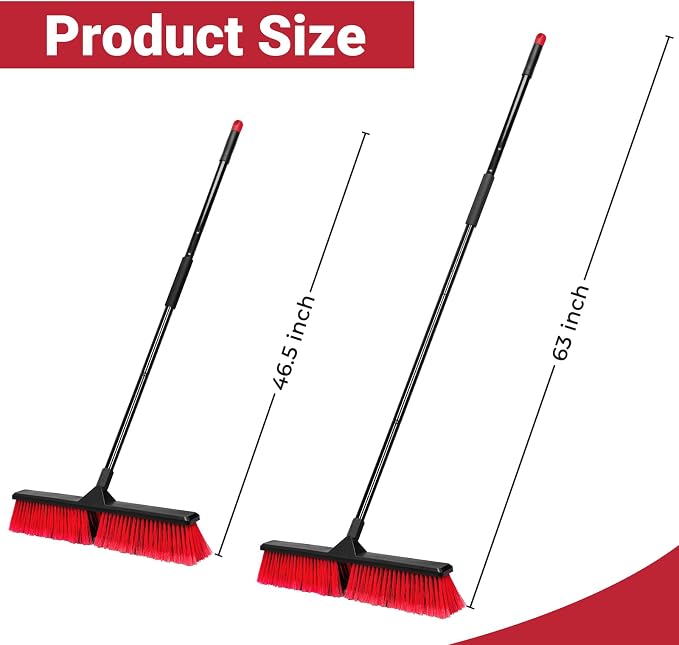 24" Push Broom Brush with 2 Pack 53 Gallon Yard Bags