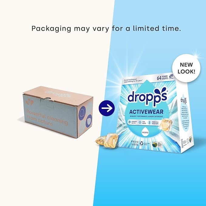 Dropps Sensitive Skin Laundry Detergent Pods, Unscented (160 Ct) - Hypoallergenic & Dermatologist Tested | Free & Clear | Laundry Pods for Sensitive Skin | Clean Ingredients | Plastic Free Packaging