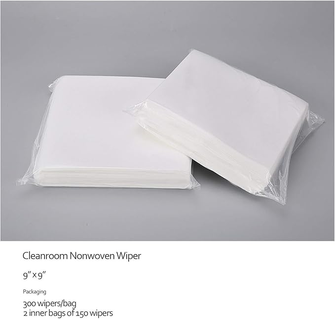 AAwipes Lint Free Wipes Cleanroom Wipes Nonwoven Auto Paint Prep Cellulose/Polyester Blend (9"x9" 300 Pcs, 56 GSM) General Purpose Lab Use (NW05609)