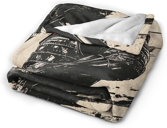 Tijuboni Japanese Samurai Throw Blanket Japanese Warrior Gifts for Men Women Girls Boys Kids Adults Soft Flannel Fleece Blanket for Couch Sofa Bed Home Decor 40"x50"