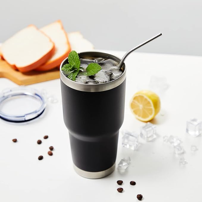 MEWAY 30oz Tumbler Double Wall Vacuum Insulated Travel Mug, Stainless Steel Tumbler with Lid, Durable Powder Coated Insulated Coffee Cup for Cold & Hot Drinks (MIX,4 PACK)