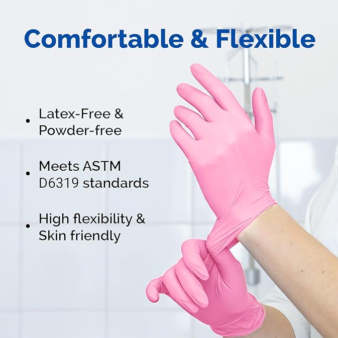 JMU 200 Nitrile Exam Gloves, 3.5Mil, Powder-Free Latex-Free Disposable Non-Sterile Protective Gloves, 1200/2000/4000 Count