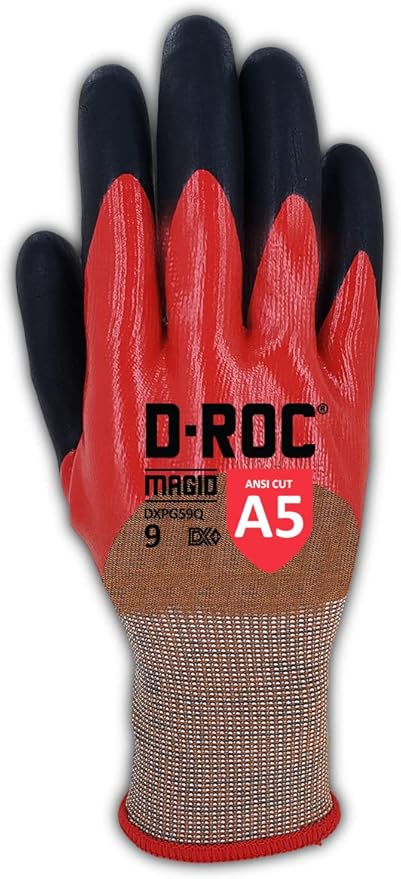 MAGID D-ROC DX+ Technology DXPG59F 18-Gauge Double-Dipped Foam Nitrile Fully Coated Coreless Work Glove