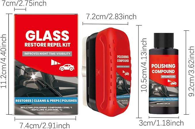 2025 New Car Windshield Cleaner Tool - Automotive Oil Film Remover Brush for Windows & Glass, Anti-Fog Rain Repellent Cleaner - Interior & Exterior Windshield Glass Cleaning Board