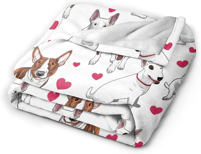 Tijuboni Bull Terrier Throw Blanket Dog Gifts for Girls Boys Women Men Kids Adults Soft Flannel Fleece Blanket for Couch Sofa Bed Home Decor 50"x60"