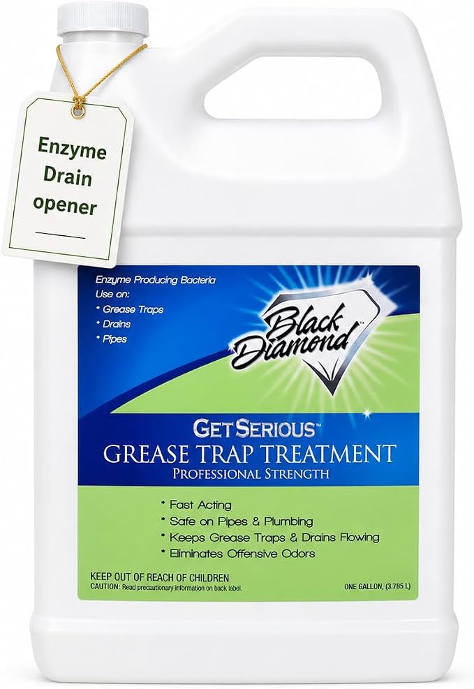 Black Diamond Stoneworks GET SERIOUS Grease Trap Treatment – Commercial Enzyme Grease Trap Cleaner & Drain Maintenance for FOG Reduction, Odor Control & Free-Flowing Drains