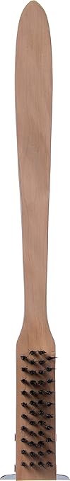 Carlisle FoodService Products Stainless Steel Wood Handle Scraper with Carbon Steel Bristles, Grill Brush, Grill Cleaning Brush with Carbon Steel Wire Bristles for Cleaning, 20 Inches, Tan, (12 Pack)
