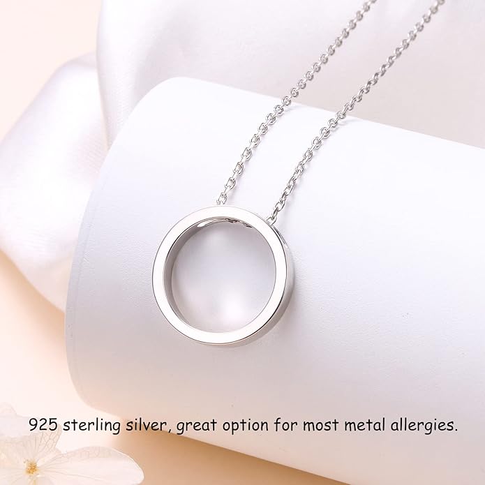 DAOCHONG 925 Sterling Silver Geometric Shapes Necklace Triangle/Rectangle/Rhombus/Circle Pendant Necklace for Women Jewelry Gifts