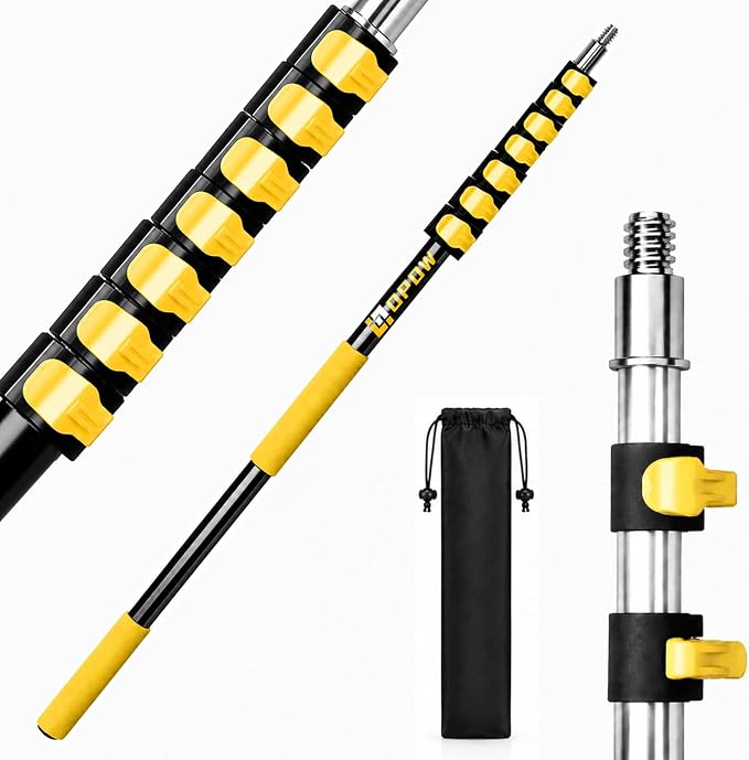 4.6-30ft Telescopic Extension Pole, Heavy-Duty Aluminum Paint Roller Extension Pole with Flip-Lock, Universal Thread, Multi-Purpose Extendable Pole for Professional & Commercial Use