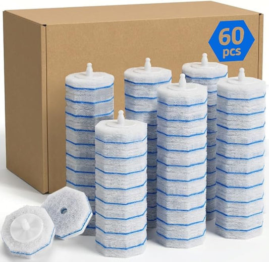 60 Count Toilet Wand Refills,Disposable Toilet Brush Refills Compatible with Clorox Toilet Wand,Upgrade Fiber Cleaner Heads,Secure Lock No Slip,Odor Neutralizing(Not Included Brush Rod)