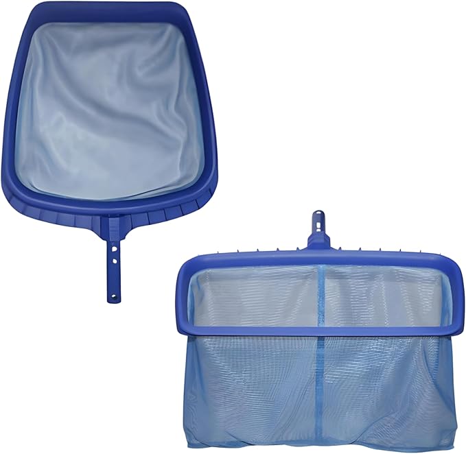 Wessel-Werk Deluxe Pool Skimmer Net Set with Reinforced Frame and EZ Button Locking System – Fits Standard 1-1/4" Pool Poles – Shallow & Deep Rake Options (Net Set (Shallow + Deep))