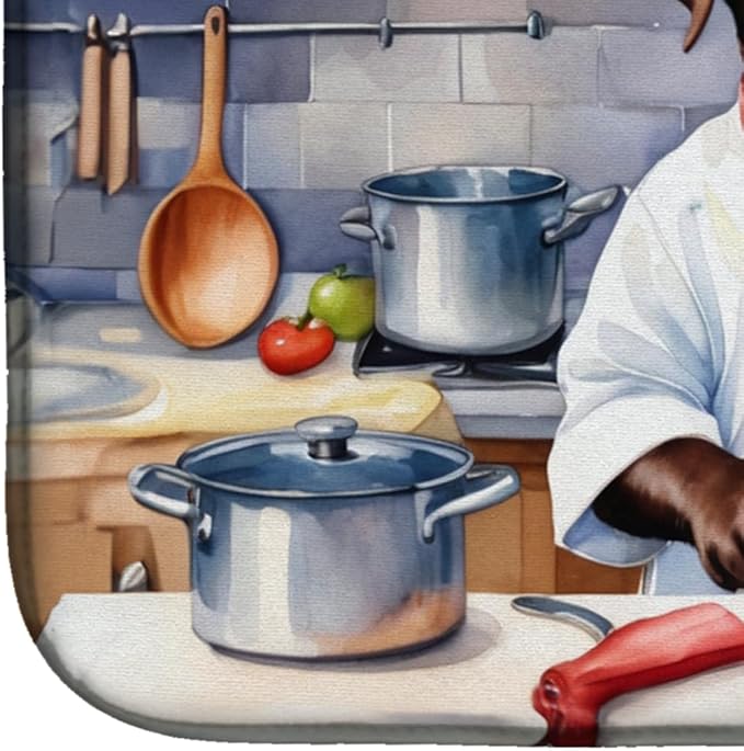 Caroline's Treasures DAC6277DDM Chocolate Labrador Retriever The Chef Dish Drying Mat Absorbent Dish Drying Mat Pad for Kitchen Counter Dish Drainer Mat for Countertop, 14 x 21", Multicolor