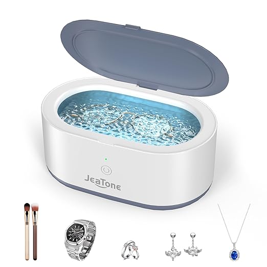 JeaTone Ultrasonic Jewelry Cleaner, 46KHz Professional Ultrasonic Cleaning Machine for Rings, Eyeglasses, Retainers, Dentures & Watches, 20oz Stainless Steel Sonic Jewelry Cleaner Pod
