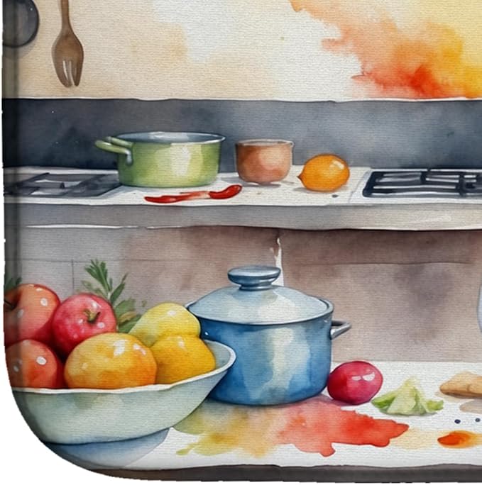 Caroline's Treasures DAC6210DDM Bloodhound The Chef Dish Drying Mat Absorbent Dish Drying Mat Pad for Kitchen Counter Dish Drainer Mat for Countertop, 14 x 21", Multicolor