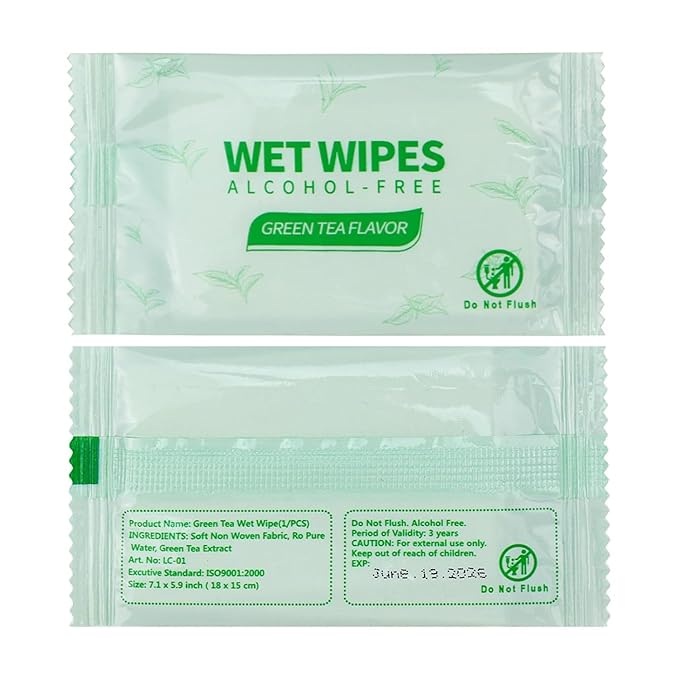 300 Pack Green Tea Wet Wipes Bulk for Homeless, Clean Face Hands Quickly, Green Tea Wet Wipes Bulk for Homeless, Perfect for Hiking Camping Travel Outdoor